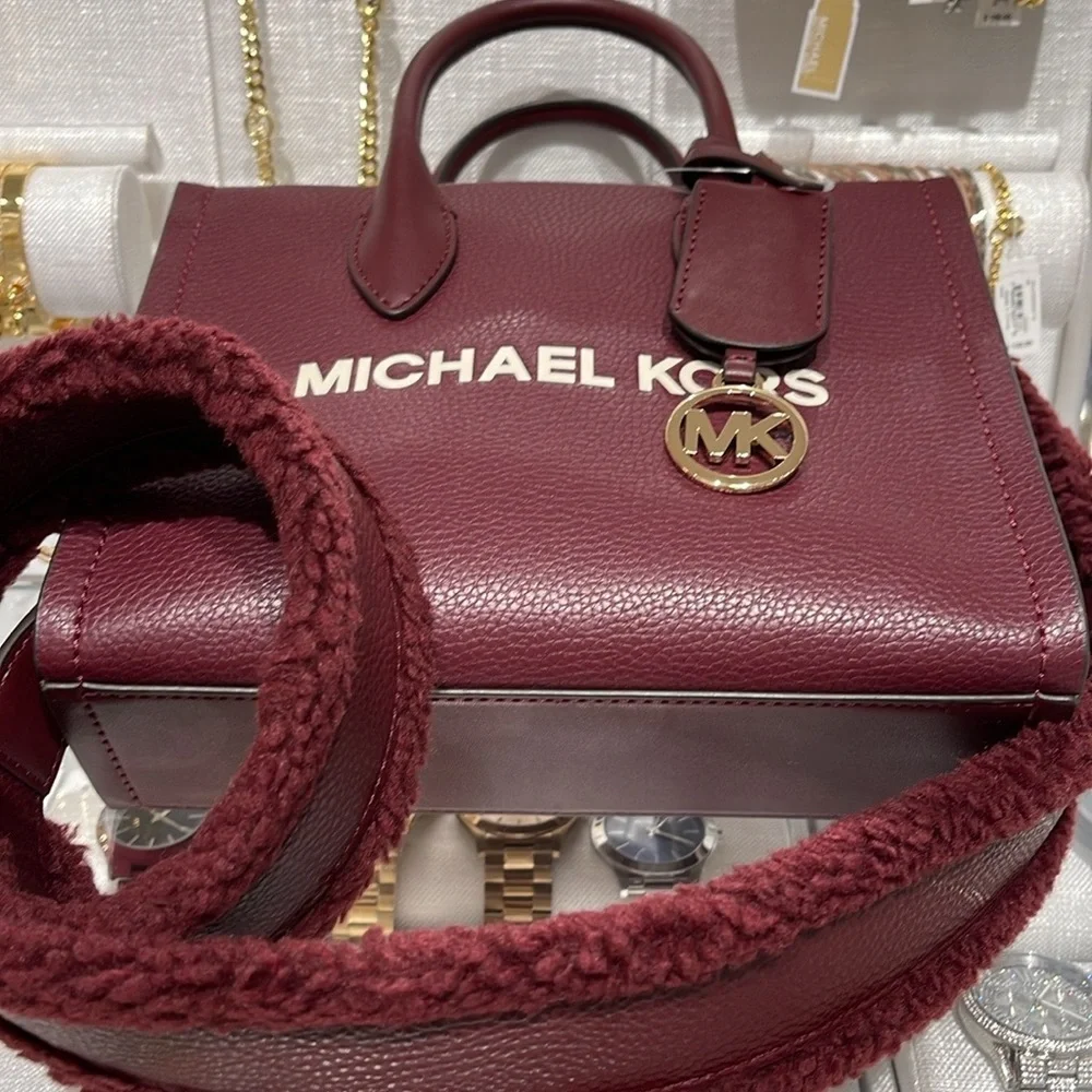 Michael Kors Mirella Small Pebbled Leather Shopper Top Zip Crossbody XBody NWT